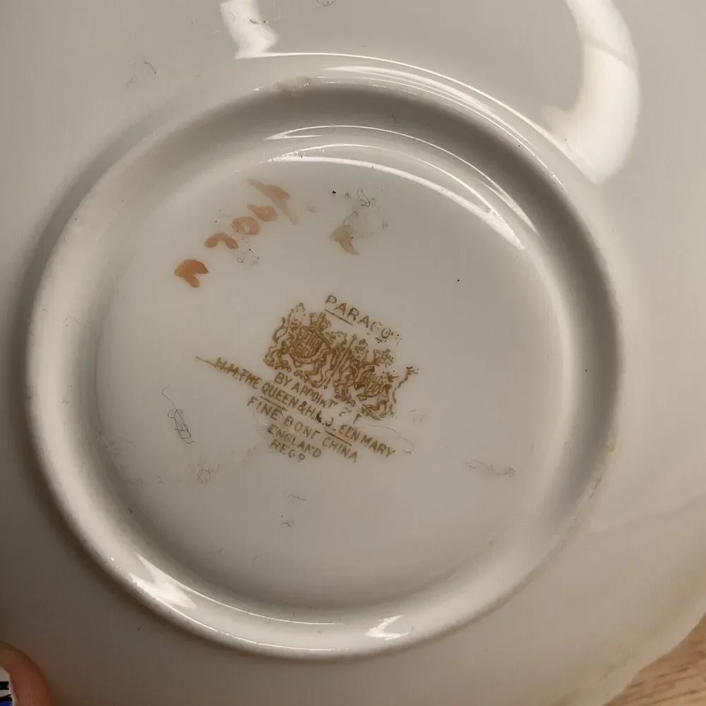 VTG Paragon Double Warrant TeaCup/Saucer Mint green/Dogwood‎ Gold Trim England